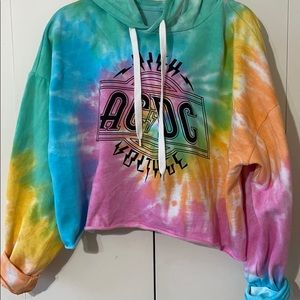 AC/DC Cropped Tie Dye Hoodie